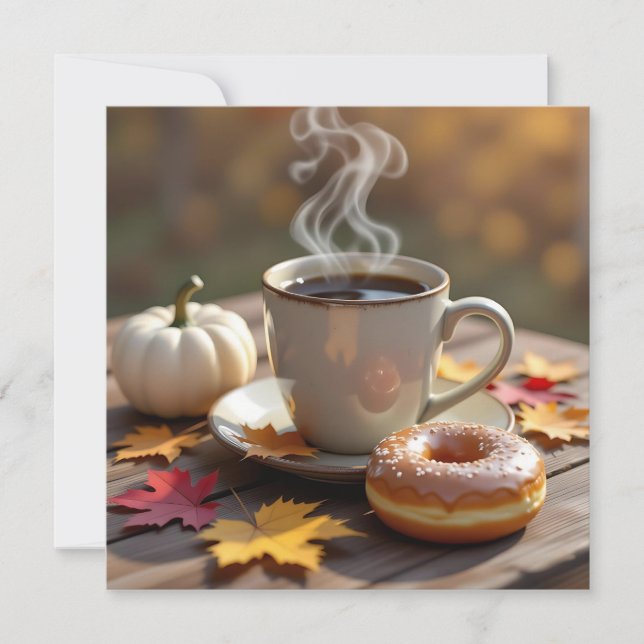 Fall Segen, warmer Kaffee und ein Donut Karte (Vorderseite)