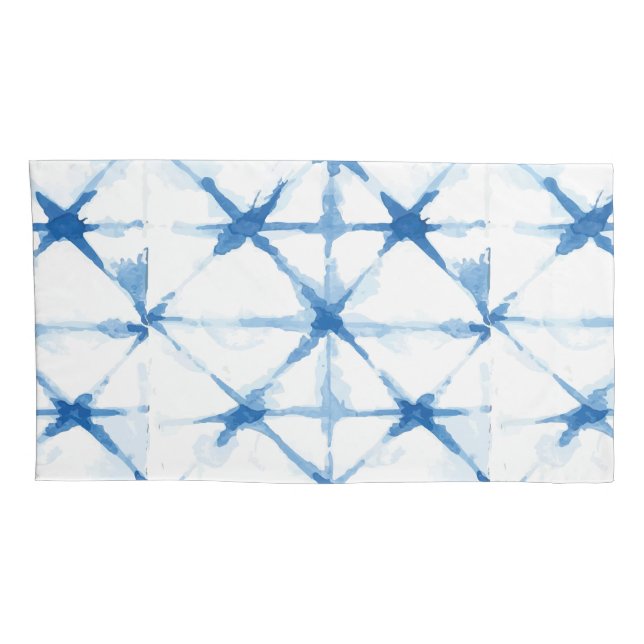 Fall Shibori Gefärbte Krawatte Blue Triangle Muste Kissenbezug (Rückseite-Rechts)