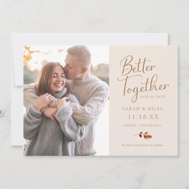 Fall Simple Foto Wedding Save The Date (Vorderseite)