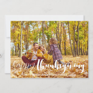 Fall Simple Typografy Erntedank Family Foto Feiertagskarte