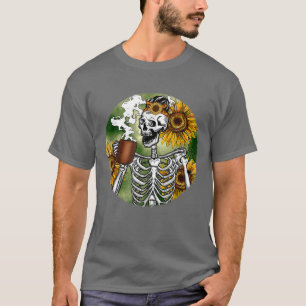 Fall Skeleton Sonnenblume Pumpkin Gewürz Latte Kaf T-Shirt
