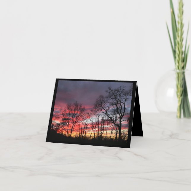 Fall, Solstie, Sonnenuntergang, farbenfrohe Grußka Karte (Vorderseite)