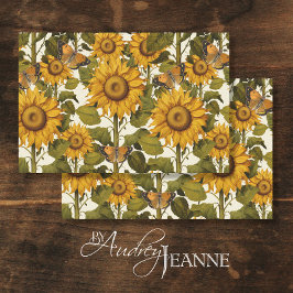 Fall Sonnenblume Blumen Butterfly Weißes Dekoupage Seidenpapier
