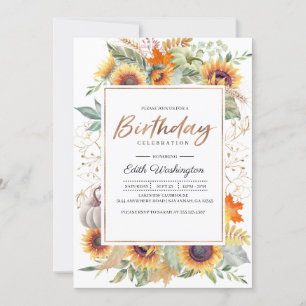Fall Sonnenblume Geburtstag Einladung