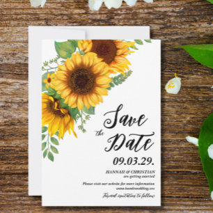 Fall Sonnenblume Hochzeit Speichern Sie das Datum Save The Date