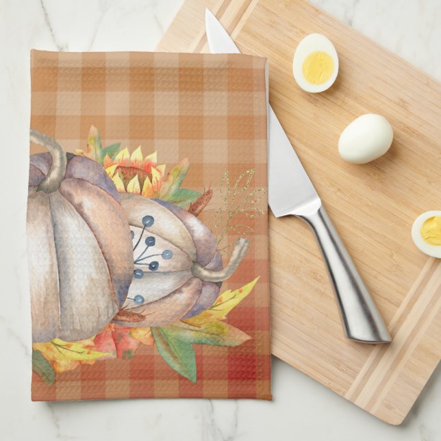 Fall Sonnenblumen & Erntepumpen Geschirrtuch (Viertel Falte)