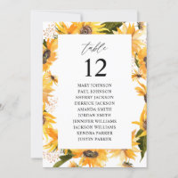 Fall Sonnenblumen Tischnummer Sitzplan