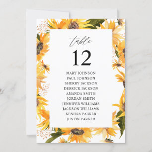 Fall Sonnenblumen Tischnummer Sitzplan