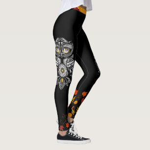 Fall Spirit Owl Herbstgläser Hübsches Schwarz Leggings