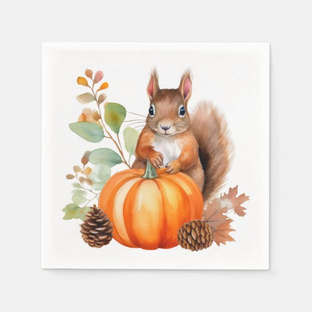 Fall Squirrel Paper Napkins Serviette (Vorderseite)