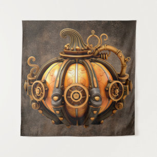 Fall Steampunk Pumpkin Tapestry Wandteppich
