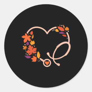 Fall Stethoscope Nurse Erntedank Pflege Herbst Runder Aufkleber