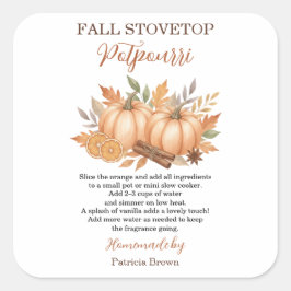 Fall Stovetop Potpourri Recipe Pumpkin Quadratischer Aufkleber