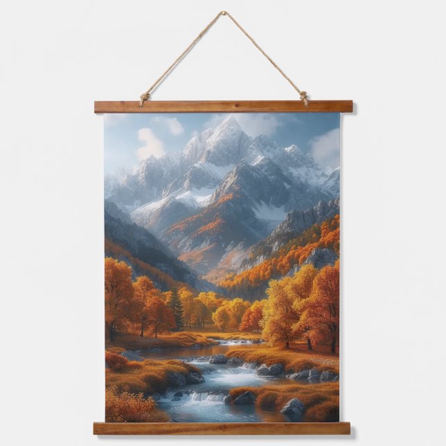 Fall Stream Wandteppich Mit Holzrahmen (Vorderseite)