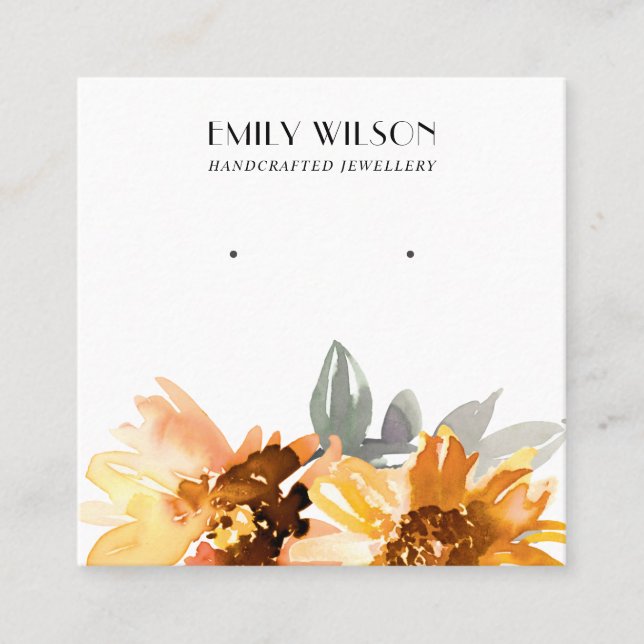 FALL SUNFLOWER AUTUMN STUD EARRING DISPLAD QUADRATISCHE VISITENKARTE (Vorderseite)