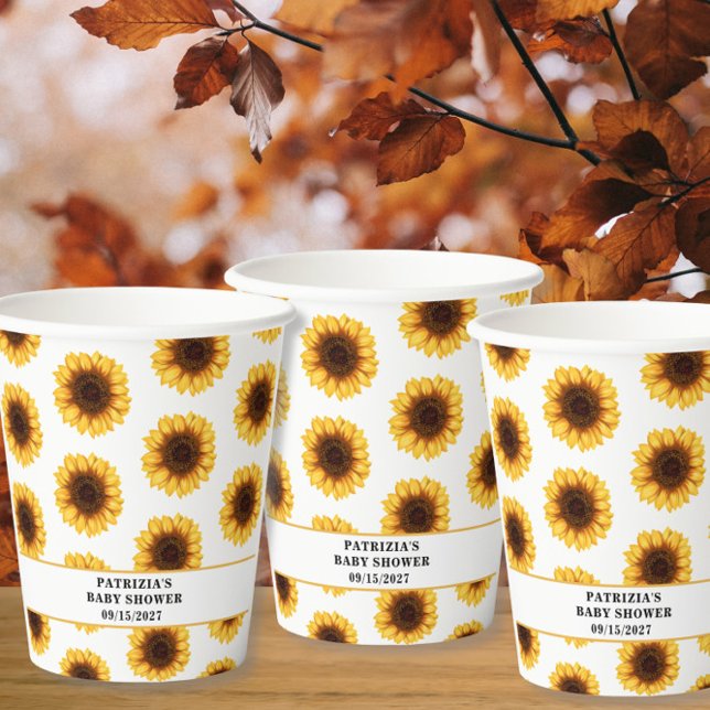 Fall Sunflower Baby Dusche Pappbecher (Von Creator hochgeladen)