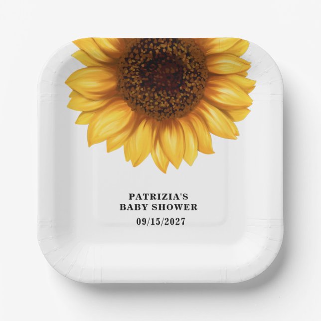 Fall Sunflower Baby Dusche Pappteller (Vorderseite)