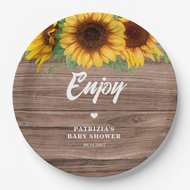 Fall Sunflower | Babyduschpapier Pappteller (Vorderseite)