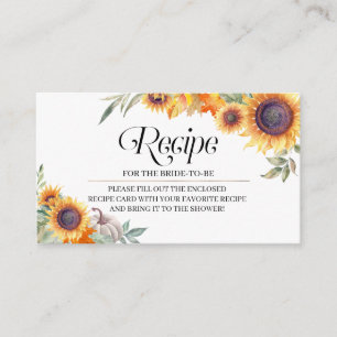 Fall Sunflower Brautparty Rezept Packungskarte Begleitkarte