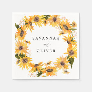 Fall Sunflower Name Napkins Serviette