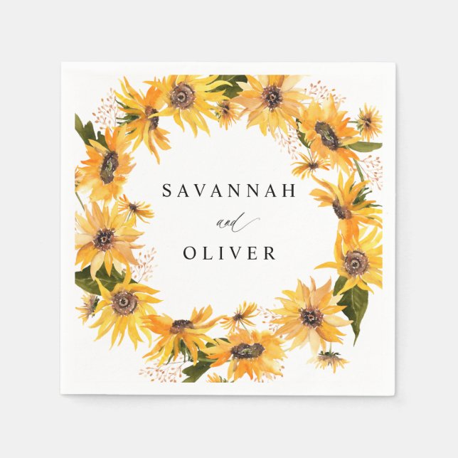 Fall Sunflower Name Napkins Serviette (Vorderseite)