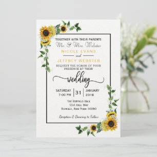 Fall Sunflower Rustic Barn Country Wedding Card Einladung