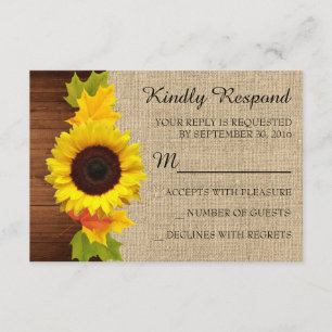 Fall Sunflower Wedding Einladung RSVP Karten