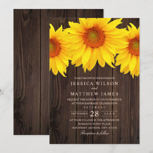 Fall Sunflower Wedding Rustic Country Stall Einladung