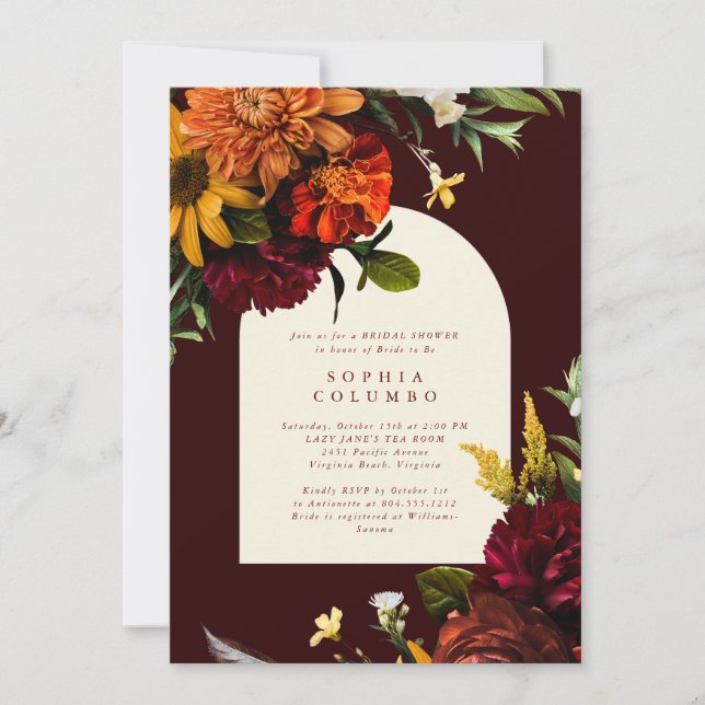 Fall Sunset Dark Moody Romantic Bridal Shower  Einladung (Vorderseite)