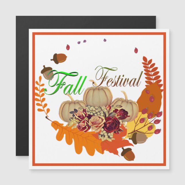 Fall Sunshine Farben Foliage Pumpkin Floral Magnet (Vorne/Hinten)