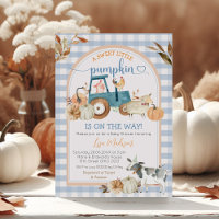 Fall Sweet Little Pumpkin Blue Gingham Baby Dusche