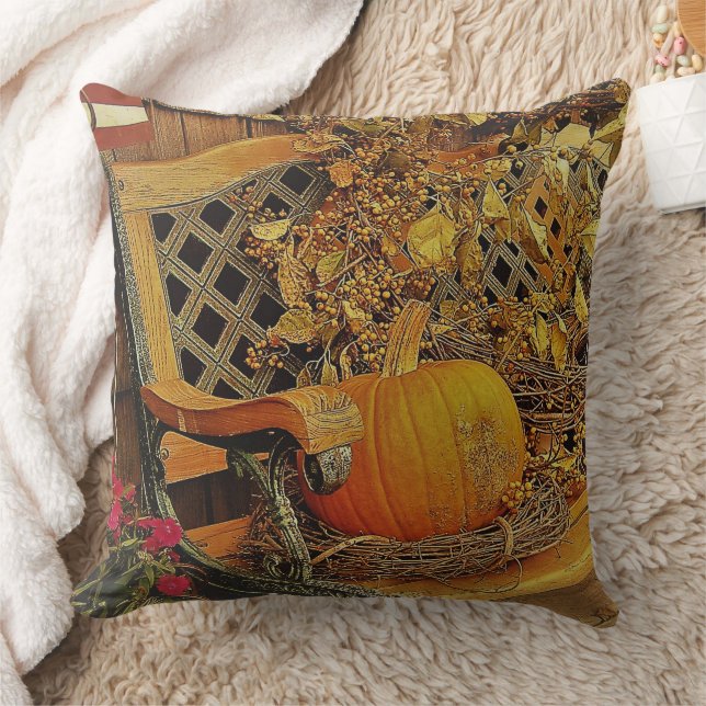 Fall Szene - Pumpkin und Bittersweet Vine auf der  Kissen (Decke)