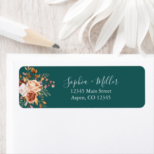 Fall Teal Watercolor Terracotta Floral wedding (Insitu)