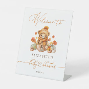 Fall Teddy Bear Baby Dusche Willkommen Sockelschild