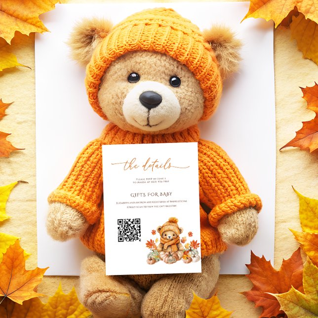 Fall Teddy Bear Baby Shooting Details qrcode Begleitkarte (Von Creator hochgeladen)