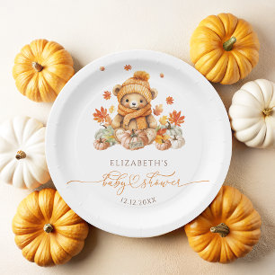 Fall Teddy Bear mit Pumpkins Baby Dusche Pappteller