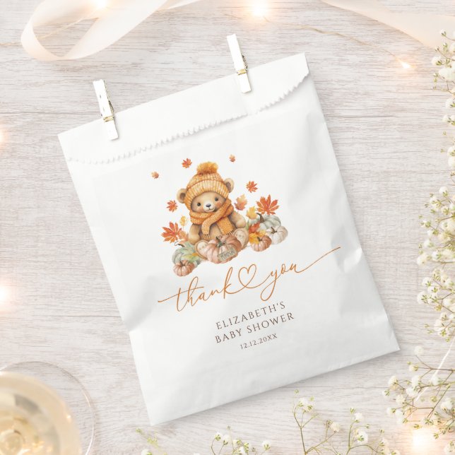 Fall Teddy Bear Pumpkin Baby Dusche Geschenktütchen (Ausgeschnitten)