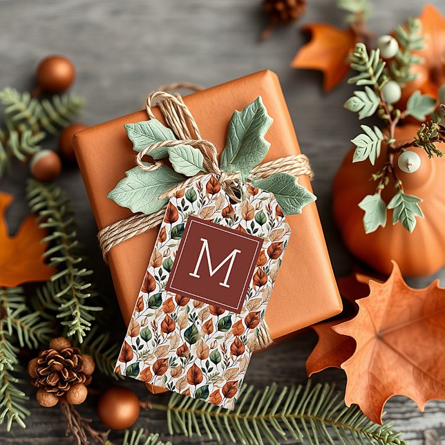 Fall-Terra-Cotta und Salbei-Blätter Geschenkanhänger (Von Creator hochgeladen)