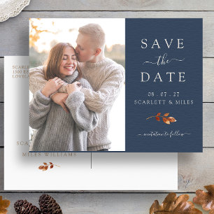 Fall Terracotta Blätter Foto Save the Date Ankündigungspostkarte