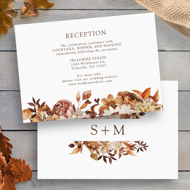 Fall Terracotta Botanische Hochzeitsempfehlung Begleitkarte (Fall Terracotta Botanical Wedding Reception Enclosure Card by Painted Paperie
)