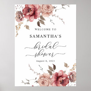 Fall Terracotta Burgundy Earthy Welcome Sign Poster