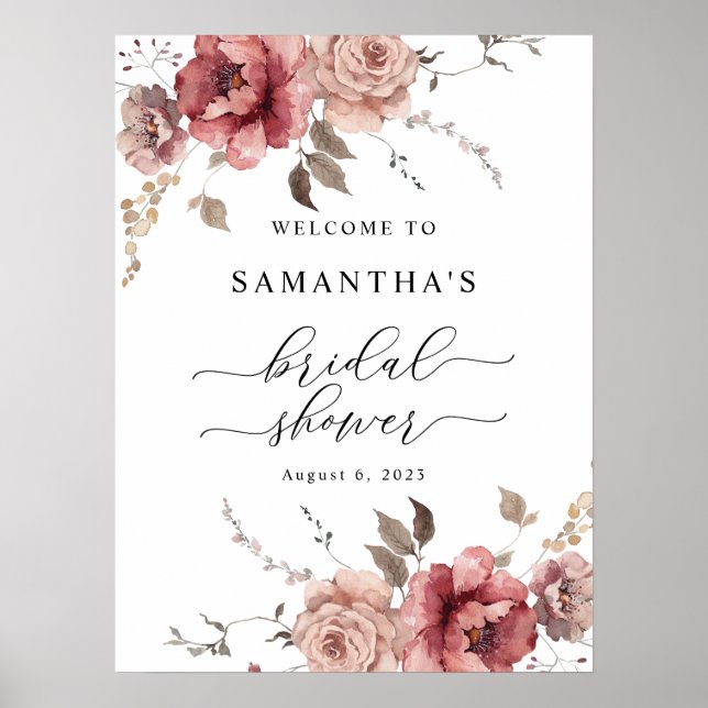 Fall Terracotta Burgundy Earthy Welcome Sign Poster (Vorne)