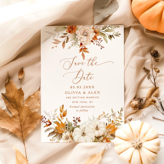 Fall Terracotta Hochzeit Save the Date Einladung (Von Creator hochgeladen)