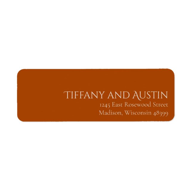 Fall Terracotta Moderne Hochzeitsadressen Labels (Vorne)