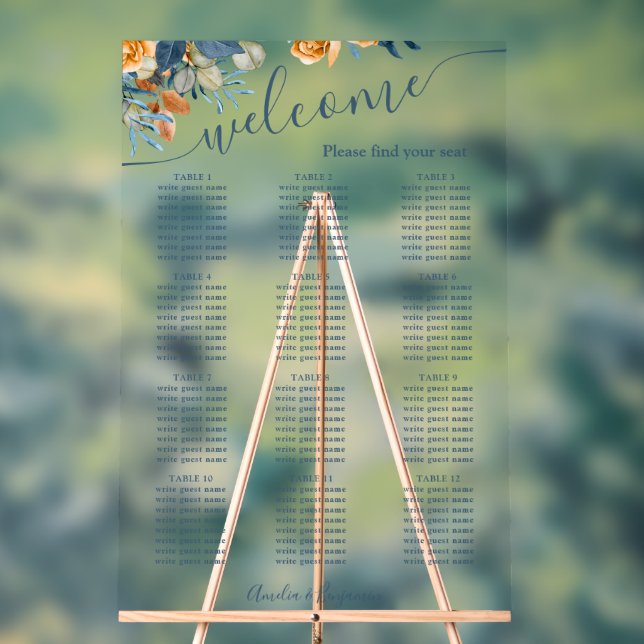 Fall Terracotta Navy Blauer Rost Eukalyptus Weddin Acrylschild (Neutral)