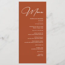 Fall Terracotta Wedding Menu