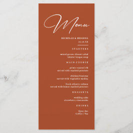 Fall Terracotta Wedding Menu Menükarte