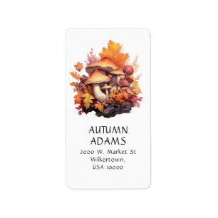 FALL THEMA AUTUMN FARBEN MUSHROOM ADRESSAUFKLEBER