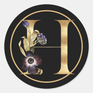 FALL THEMA GOLD MONOGRAM H MIT FLORALISCHER REGELU RUNDER AUFKLEBER