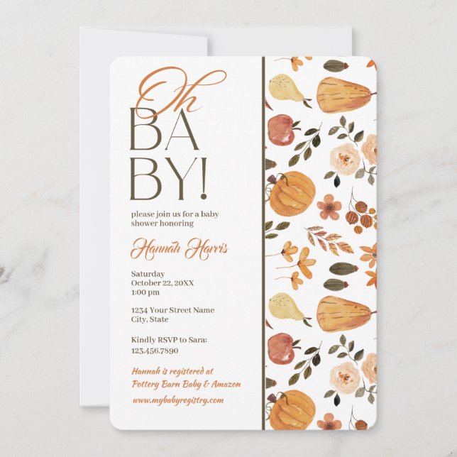 Fall Theme Baby Shower Invitation Einladung (Vorderseite)